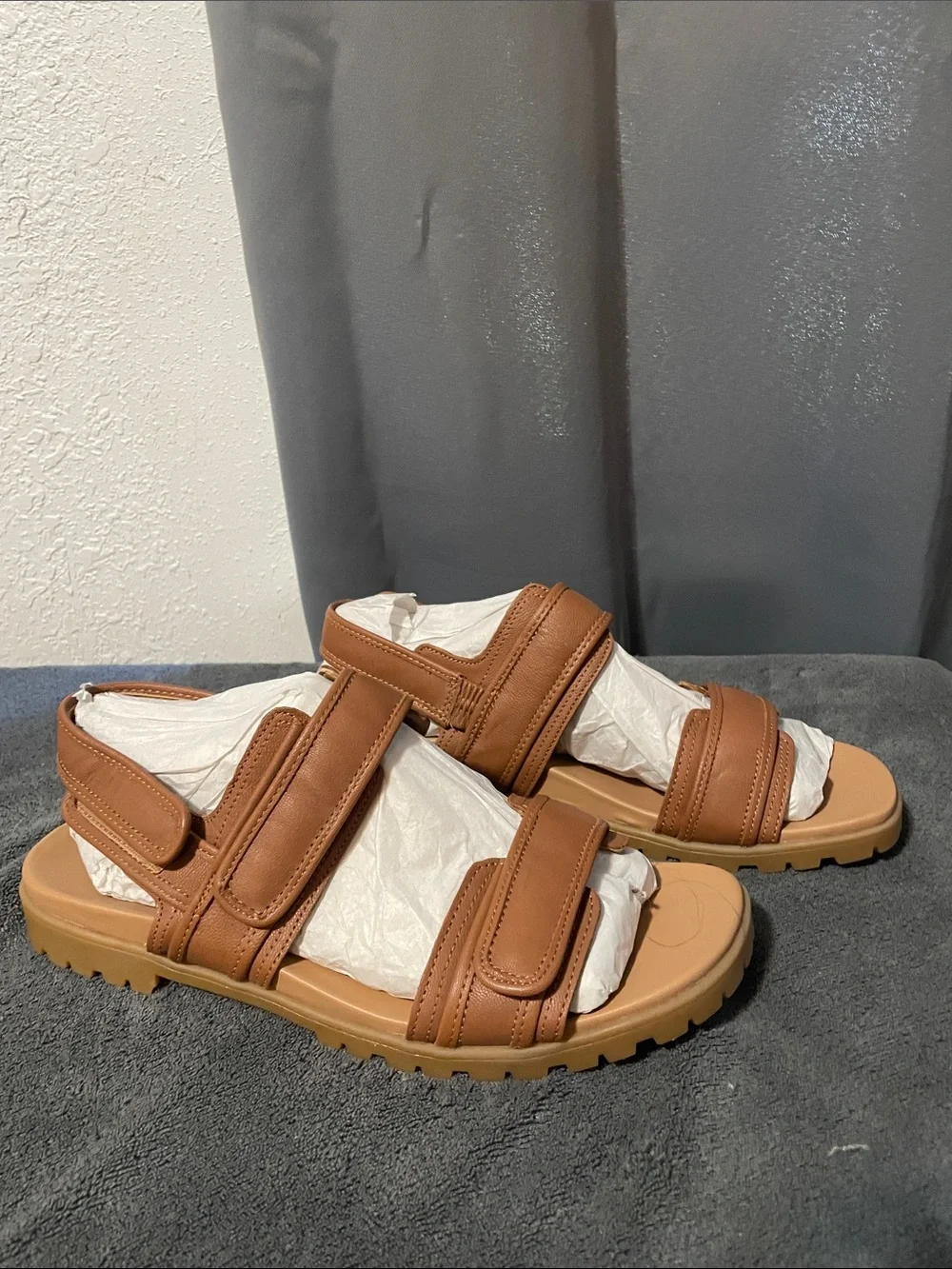 Vionic Brown Leather Double-Strap Adjustable Sandals NWOT